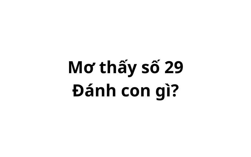 Mơ thấy số 29 đánh con gì? có điềm gì không?